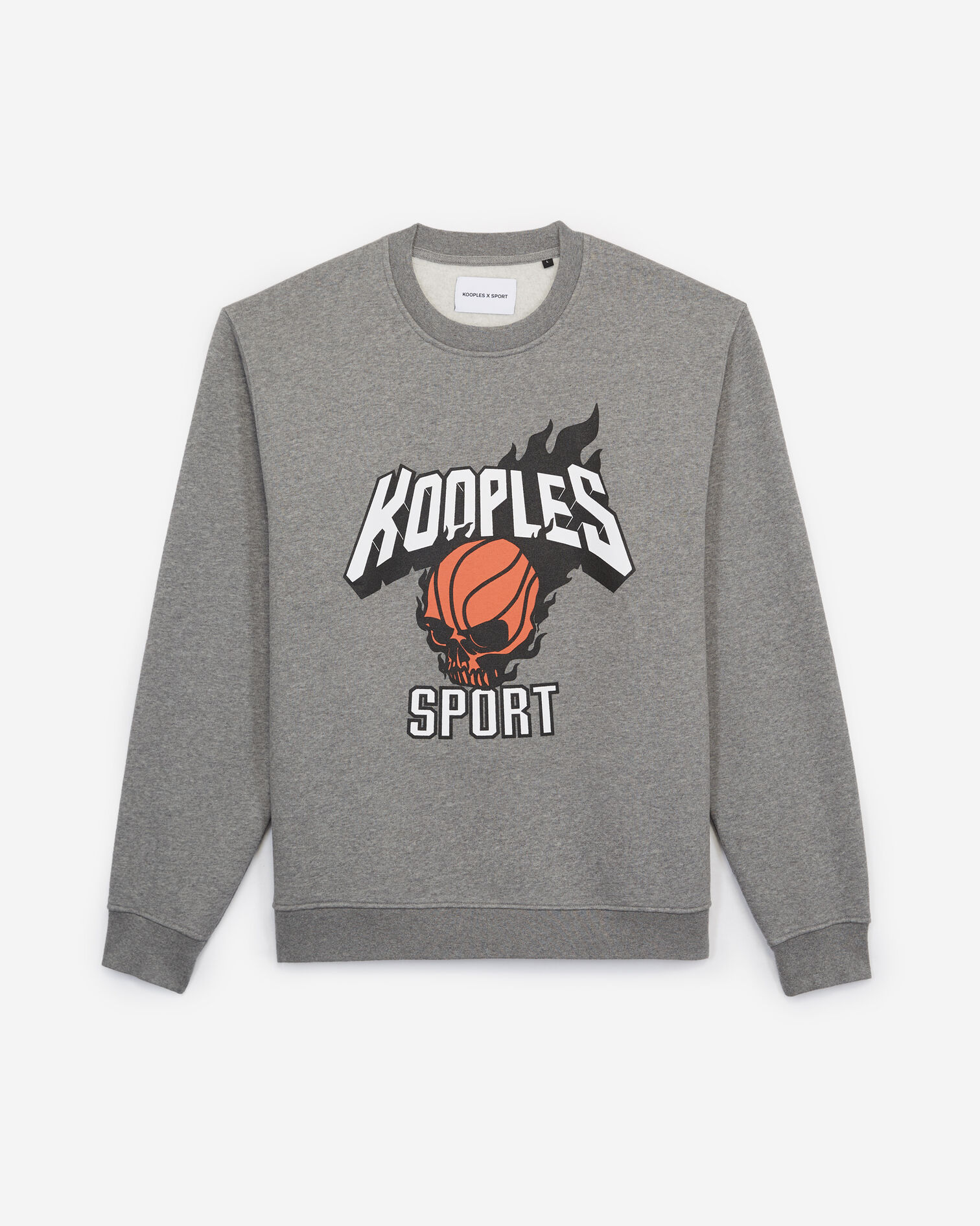 Loose grey sweatshirt w/print and breast logo, MIDDLE GREY MELANGE, hi-res image number null
