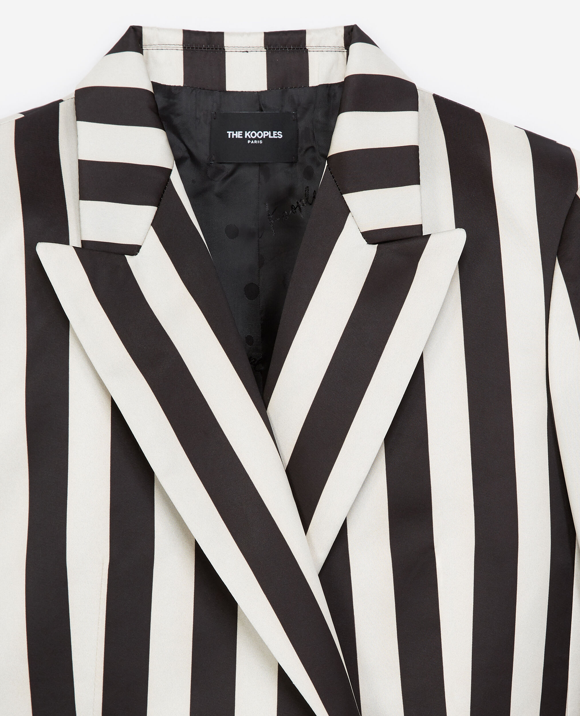 Satin jacket with black stripes, BLACK WHITE, hi-res image number null