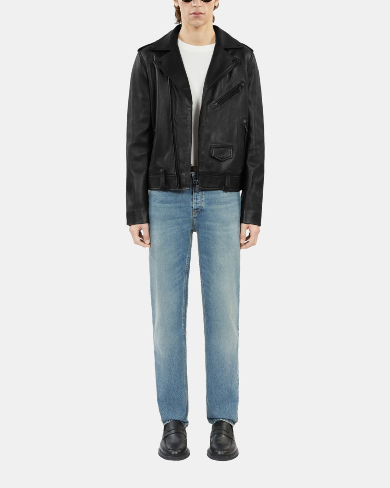 The Kooples HERREN BLACK schwarze biker-jacke aus leder