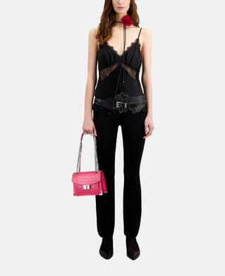 The Kooples WOMEN BLACK black silk camisole with lace