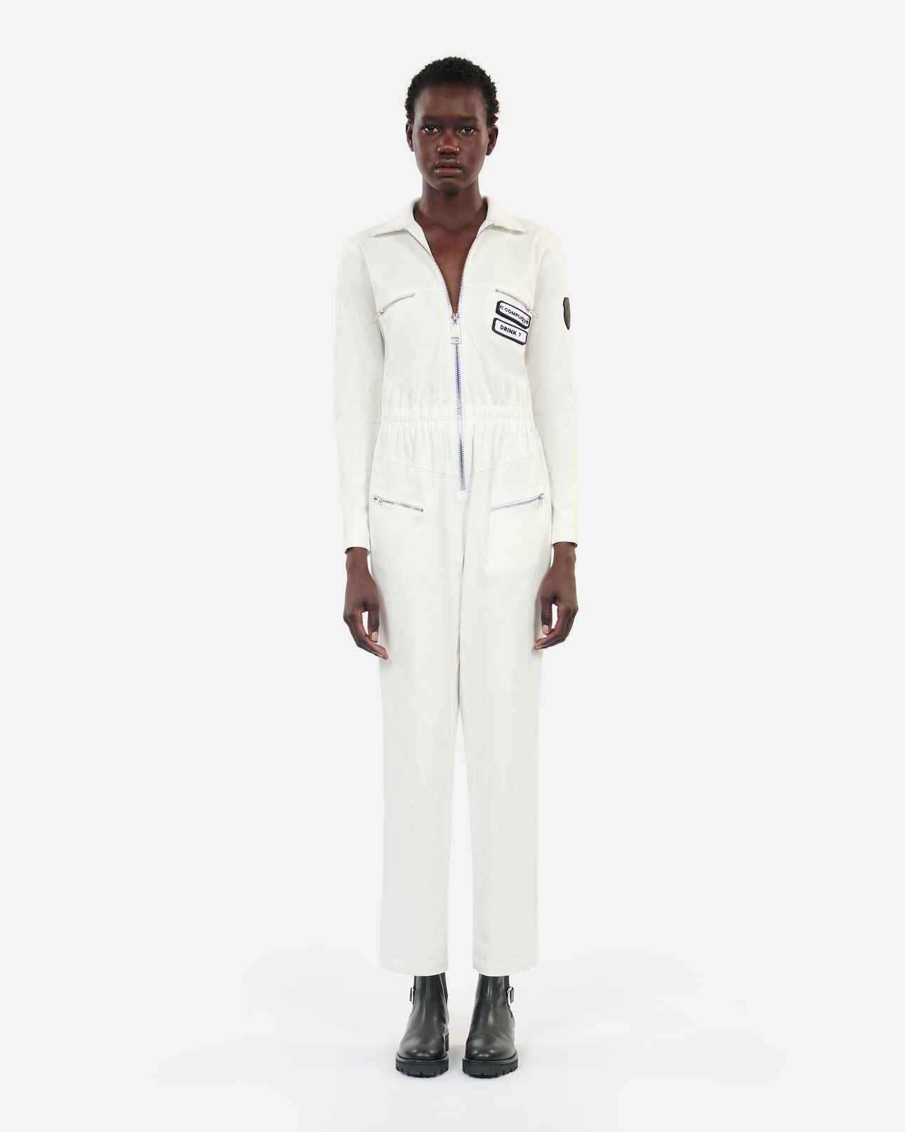 The Kooples FEMME ECRU combinaison the kooples x carolina ritzler écrue en coton