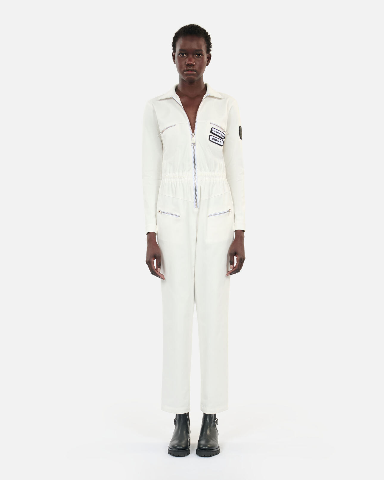 The Kooples FEMME ECRU combinaison the kooples x carolina ritzler écrue en coton
