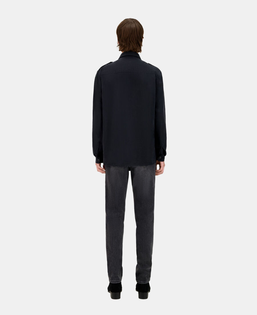 The Kooples HERREN BLACK schwarzes hemd aus lyocell und leinen