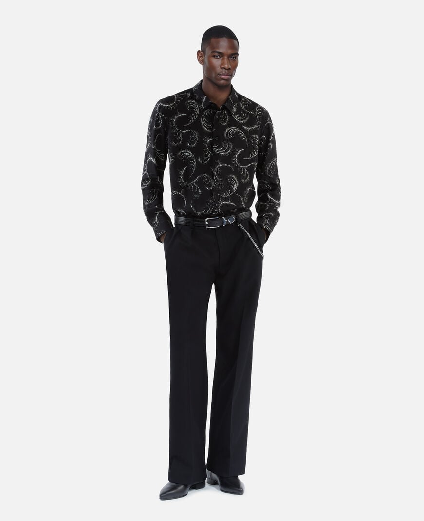 The Kooples HOMME BLACK WHITE chemise imprimé plumes