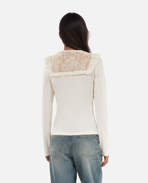 The Kooples WOMEN WHITE white long-sleeved lace t-shirt