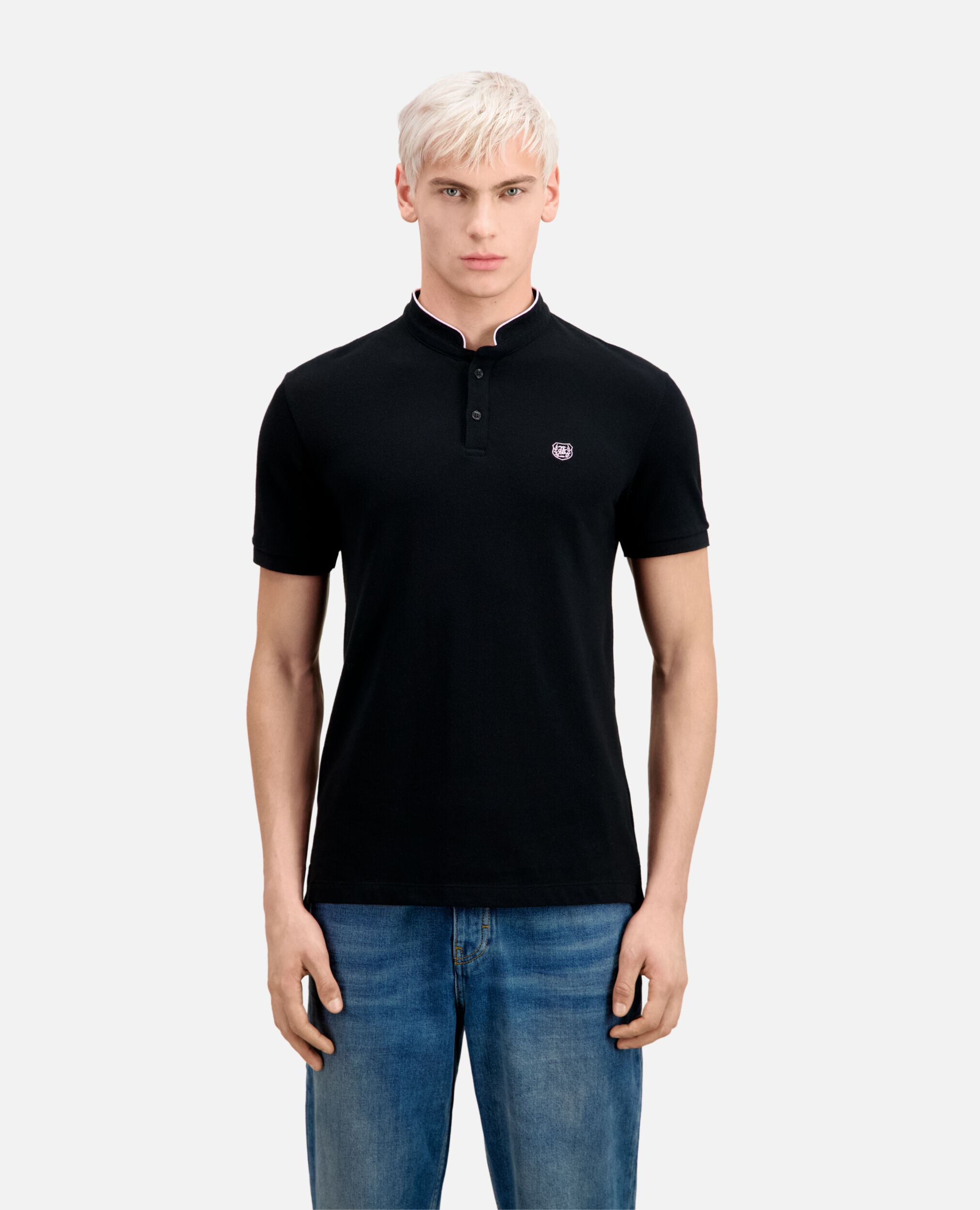 Cotton black polo shirt online
