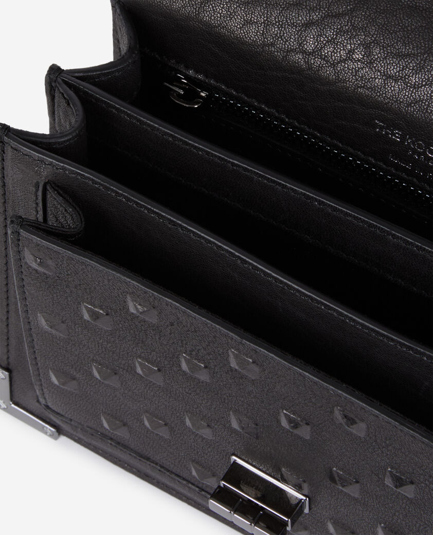 The Kooples FEMME BLACK sac emily small en cuir noir effet clous 