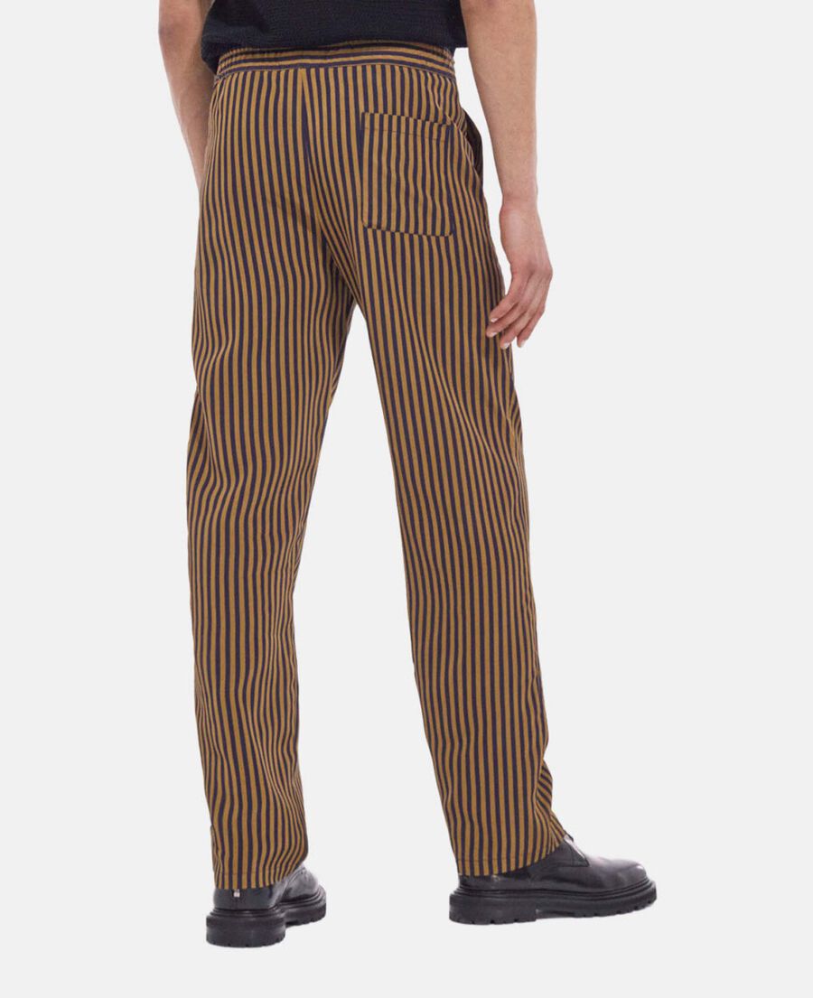 flowing straight-cut striped blue pants