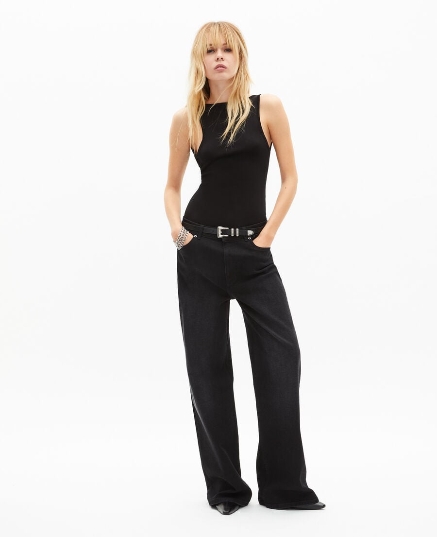 The Kooples FEMME BLACK top en maille avec cha&icirc;nes noir