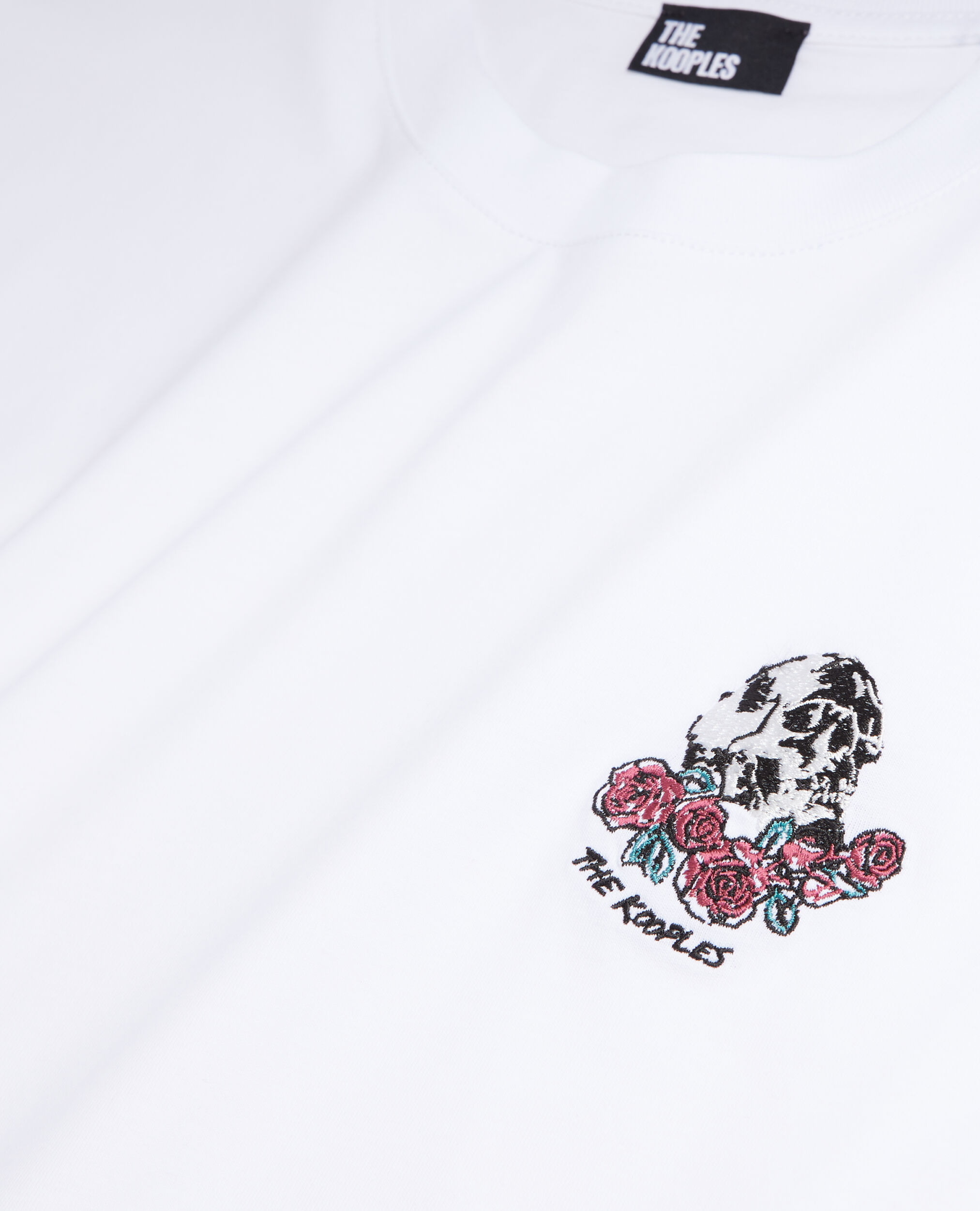 T-shirt blanc avec broderie Vintage skull, WHITE, hi-res image number null