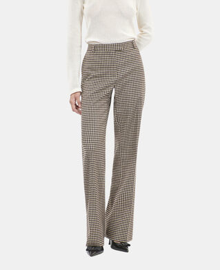 The Kooples WOMEN ECRU BLACK loose-fitting vichy check trousers