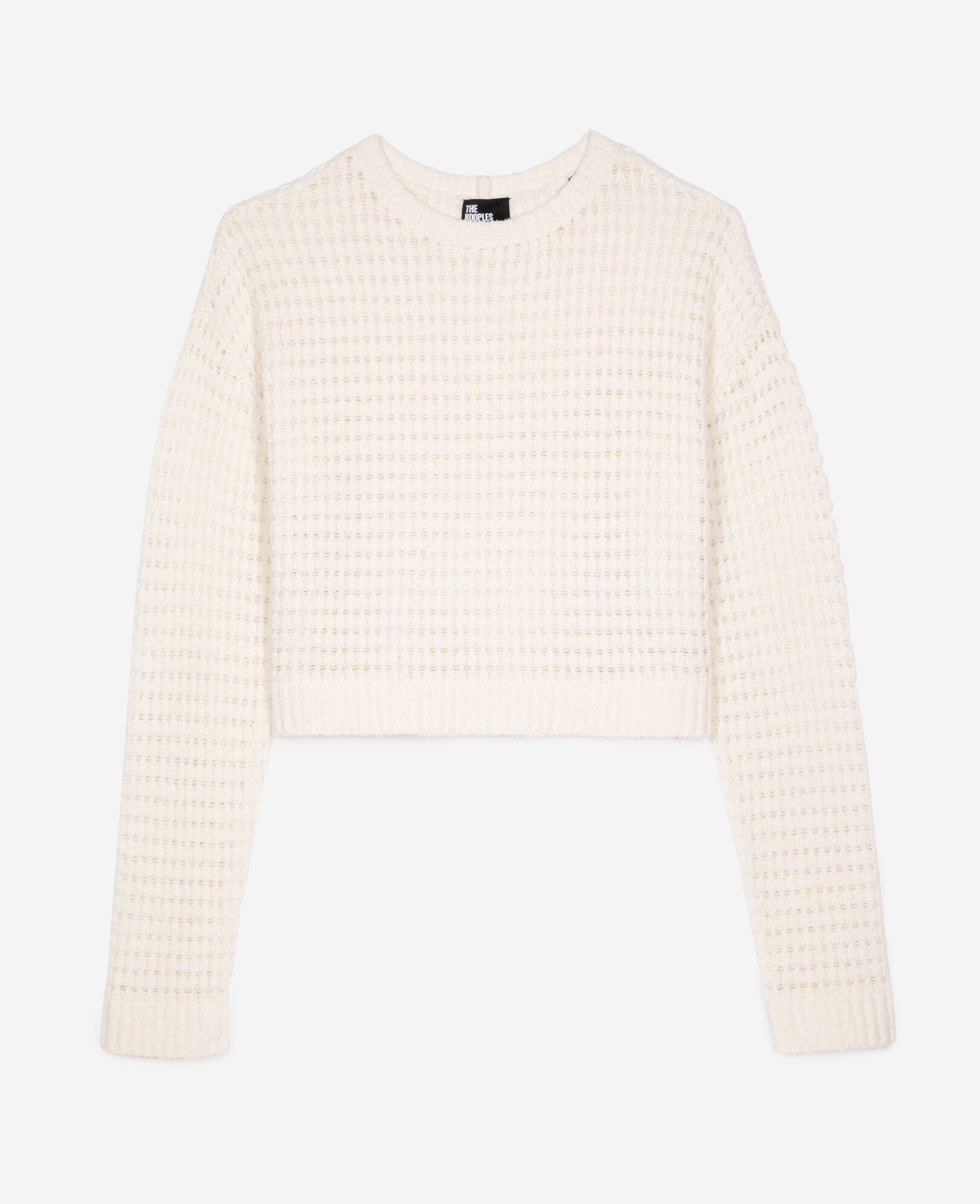 The Kooples WOMEN ECRU short ecru openwork cotton blend sweater