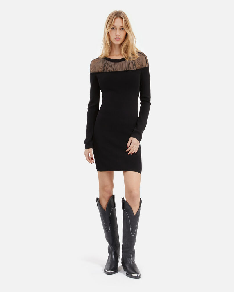 The Kooples WOMEN BLACK short black gathered dress