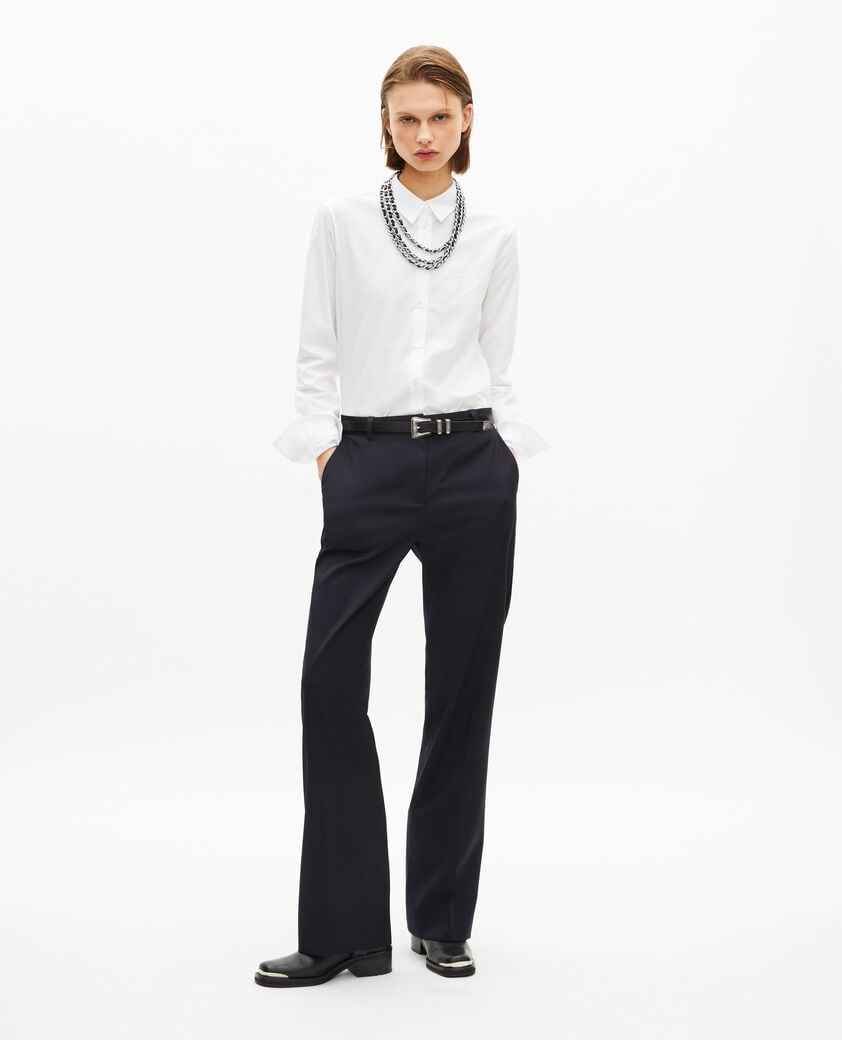 The Kooples WOMEN NAVY straight navy wool pants