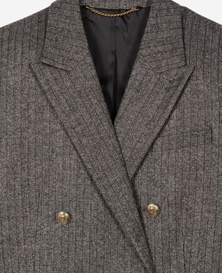 The Kooples FEMME BLACK veste tailleur à chevrons lurex dorée et noire