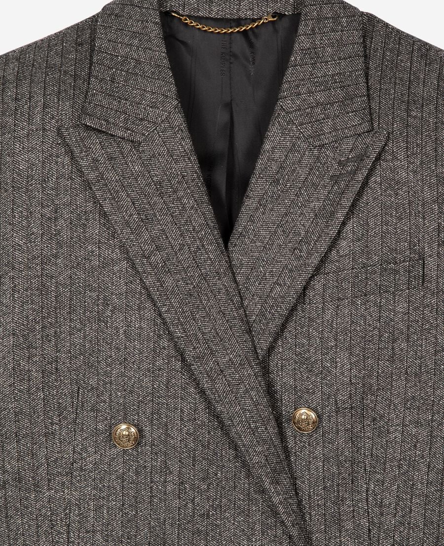 The Kooples FEMME BLACK veste tailleur à chevrons lurex dorée et noire