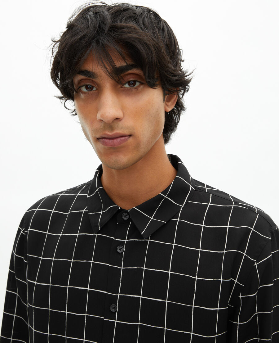 The Kooples H BLACK WHITE black plaid shirt