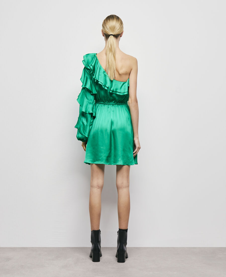 vestido corto asimétrico verde