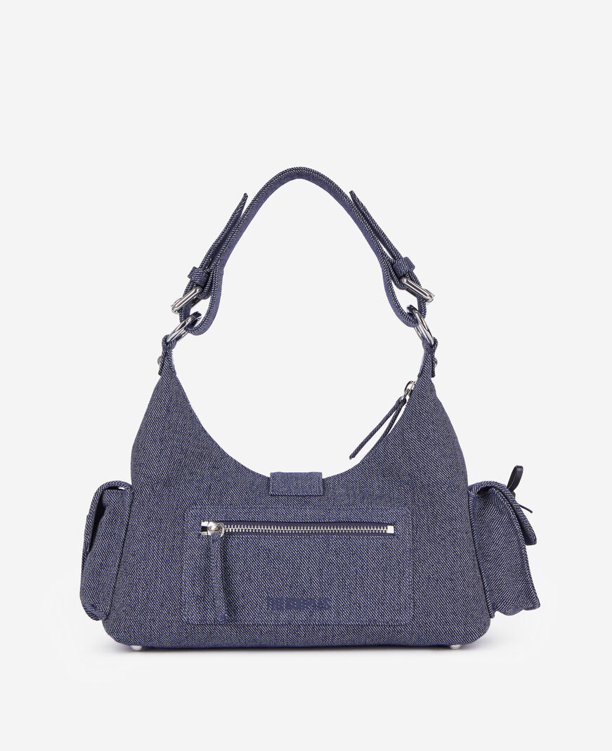 The Kooples WOMEN USED RAPIECE blue denim amelia bag