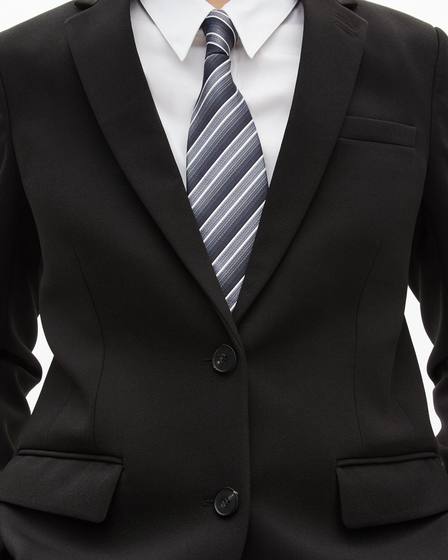 Black straight-cut tailored jacket, BLACK, hi-res image number null