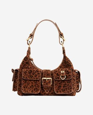 The Kooples FEMME LEOPARD sac amelia en cuir suède imprimé léopard