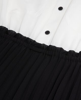 The Kooples FEMME BLACK WHITE robe courte plissée noire et blanche