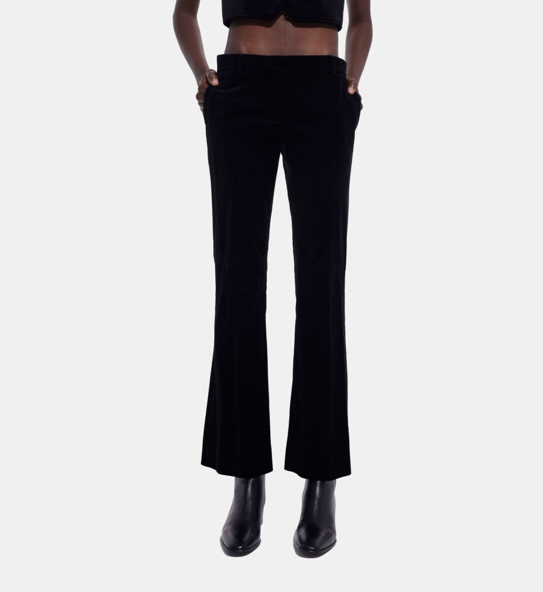 Black velvet flared suit pants The Kooples US