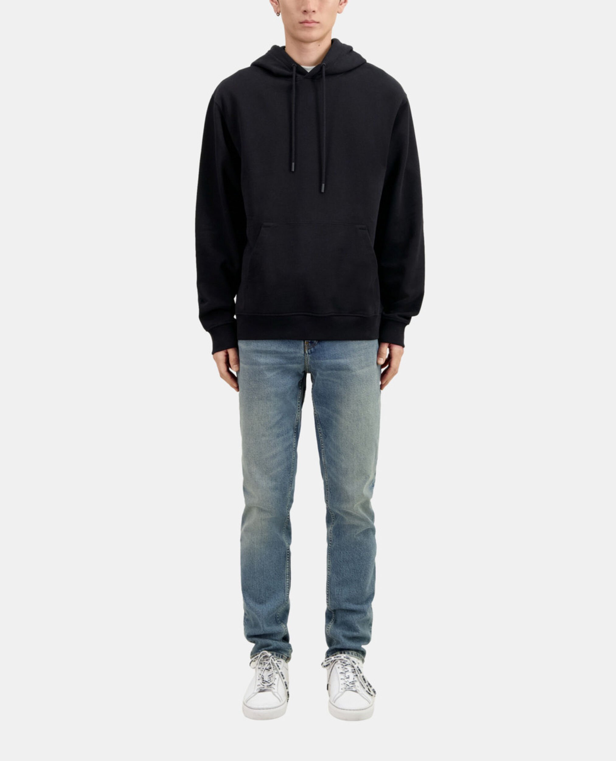Sweatshirt à capuche avec sérigraphie noir, BLACK, hi-res image number null