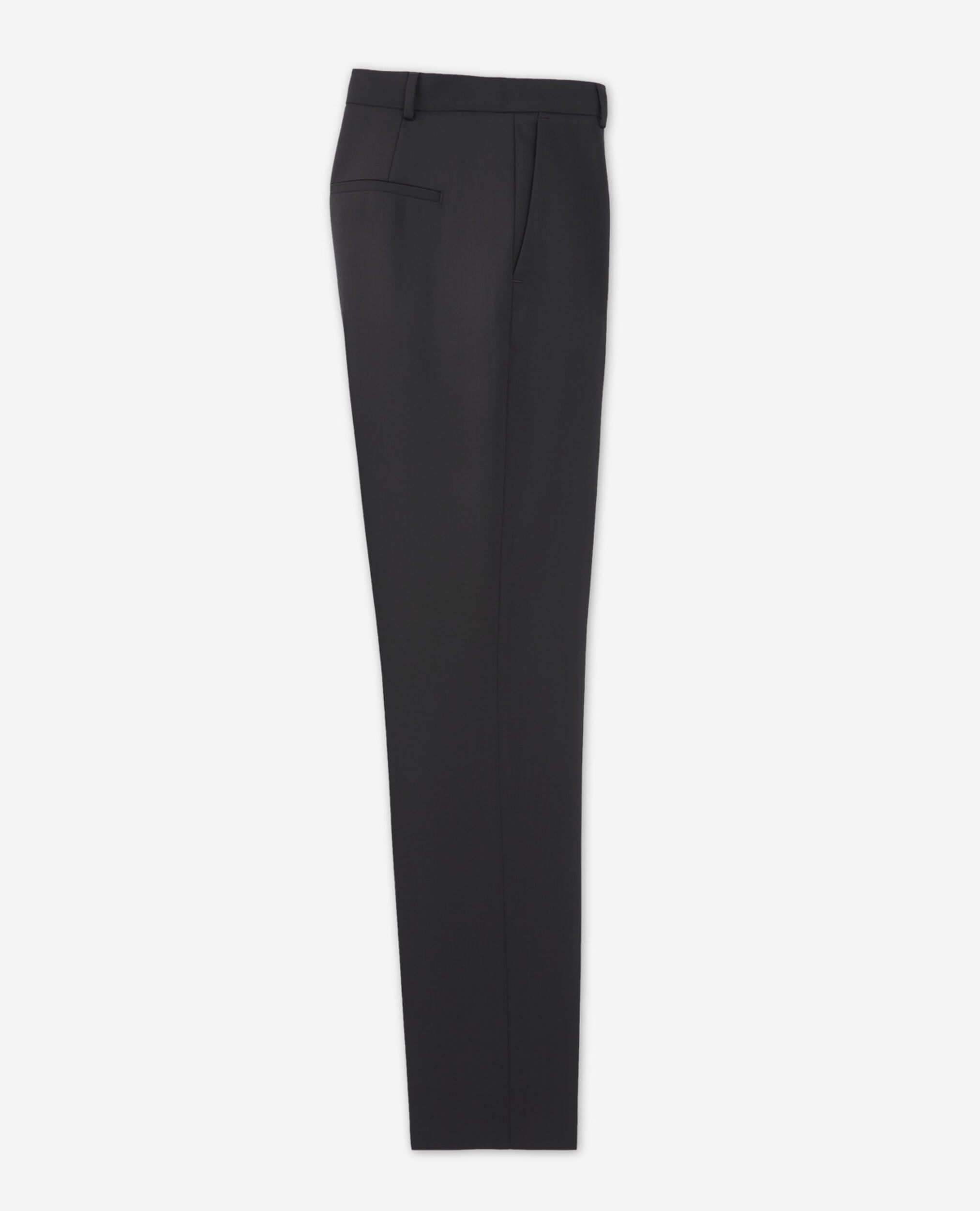 Black wool suit pants with leather details, BLACK, hi-res image number null