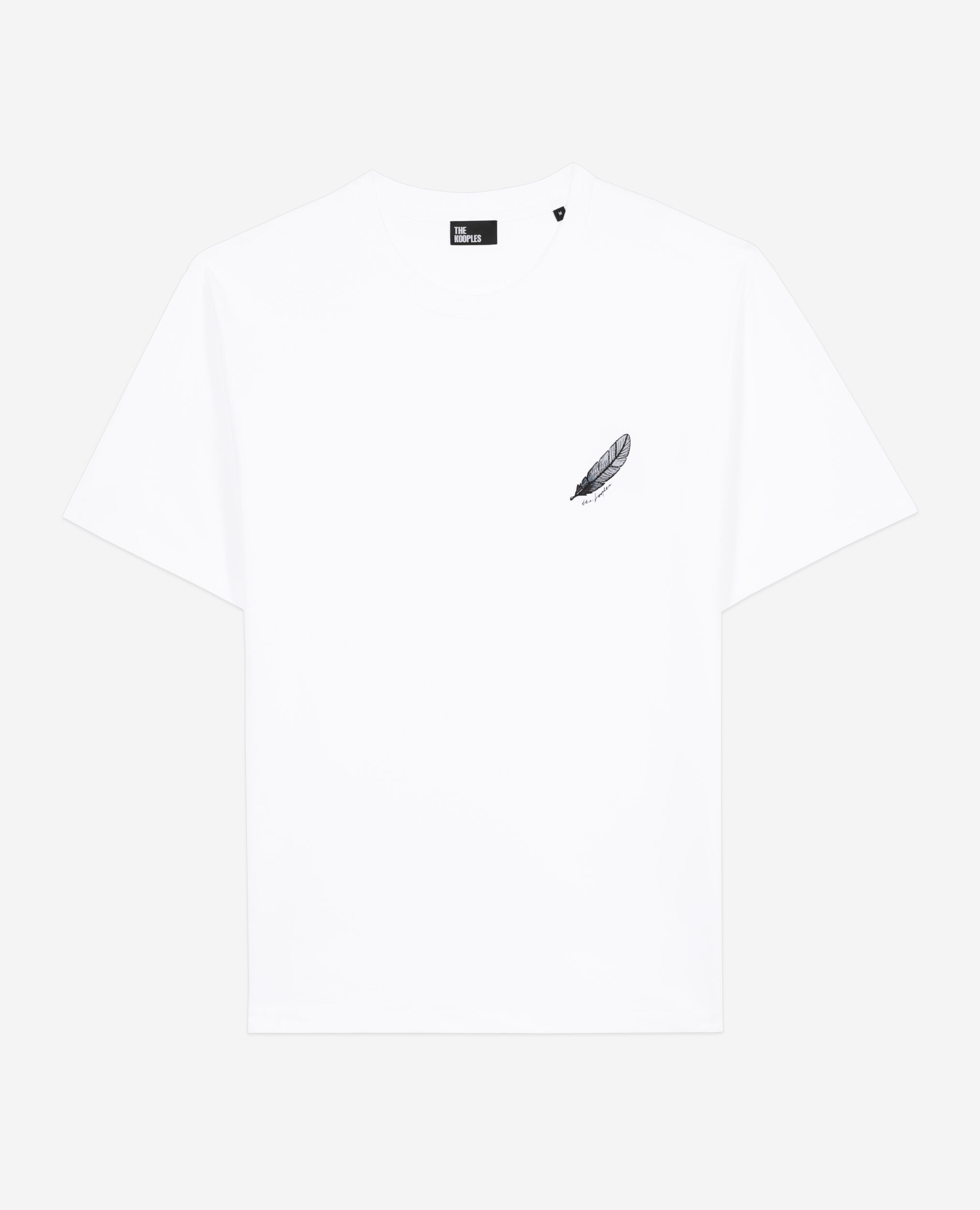 Camiseta blanca bordado Feather, WHITE, hi-res image number null