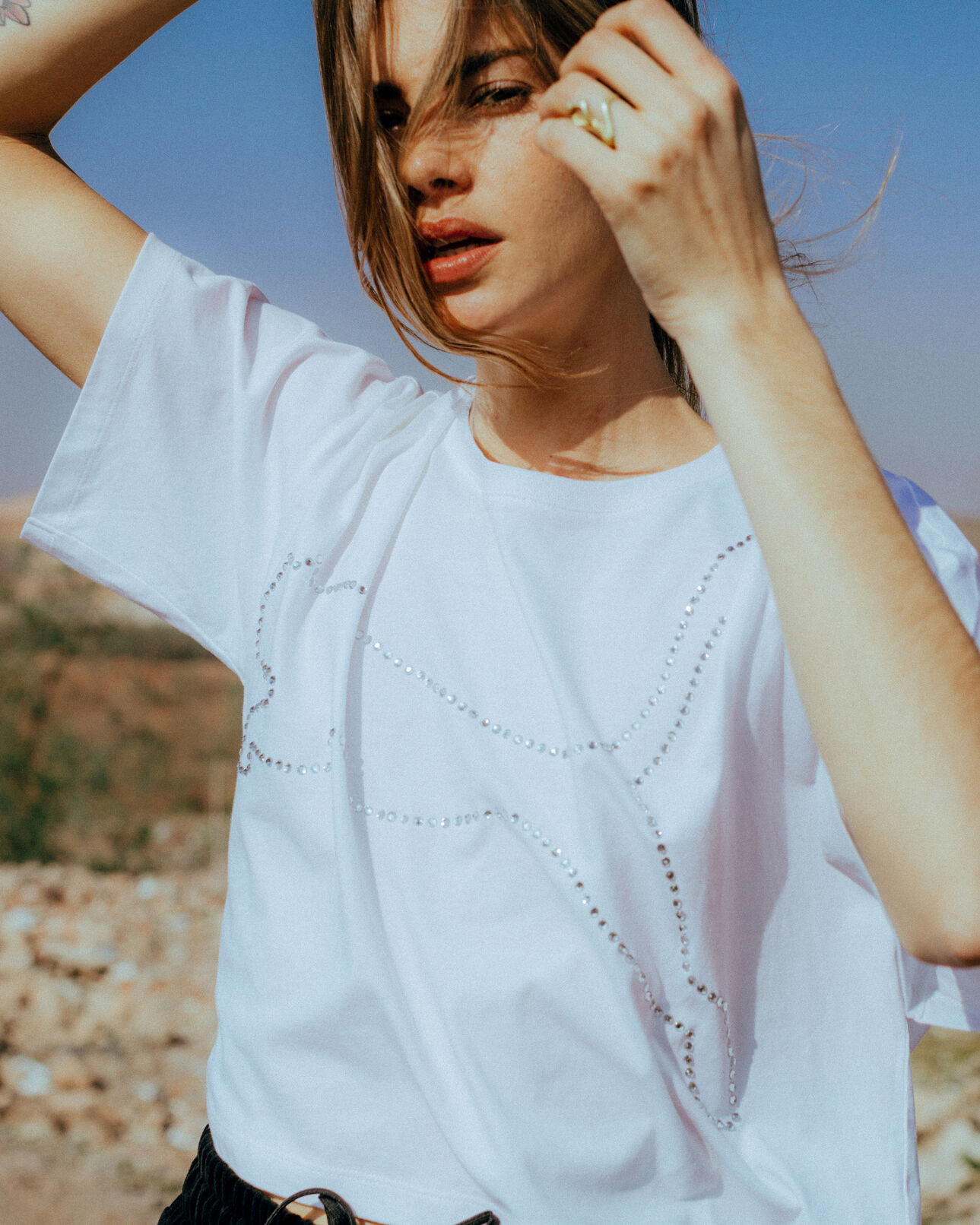 The Kooples FEMME WHITE top fluide blanc logo puma