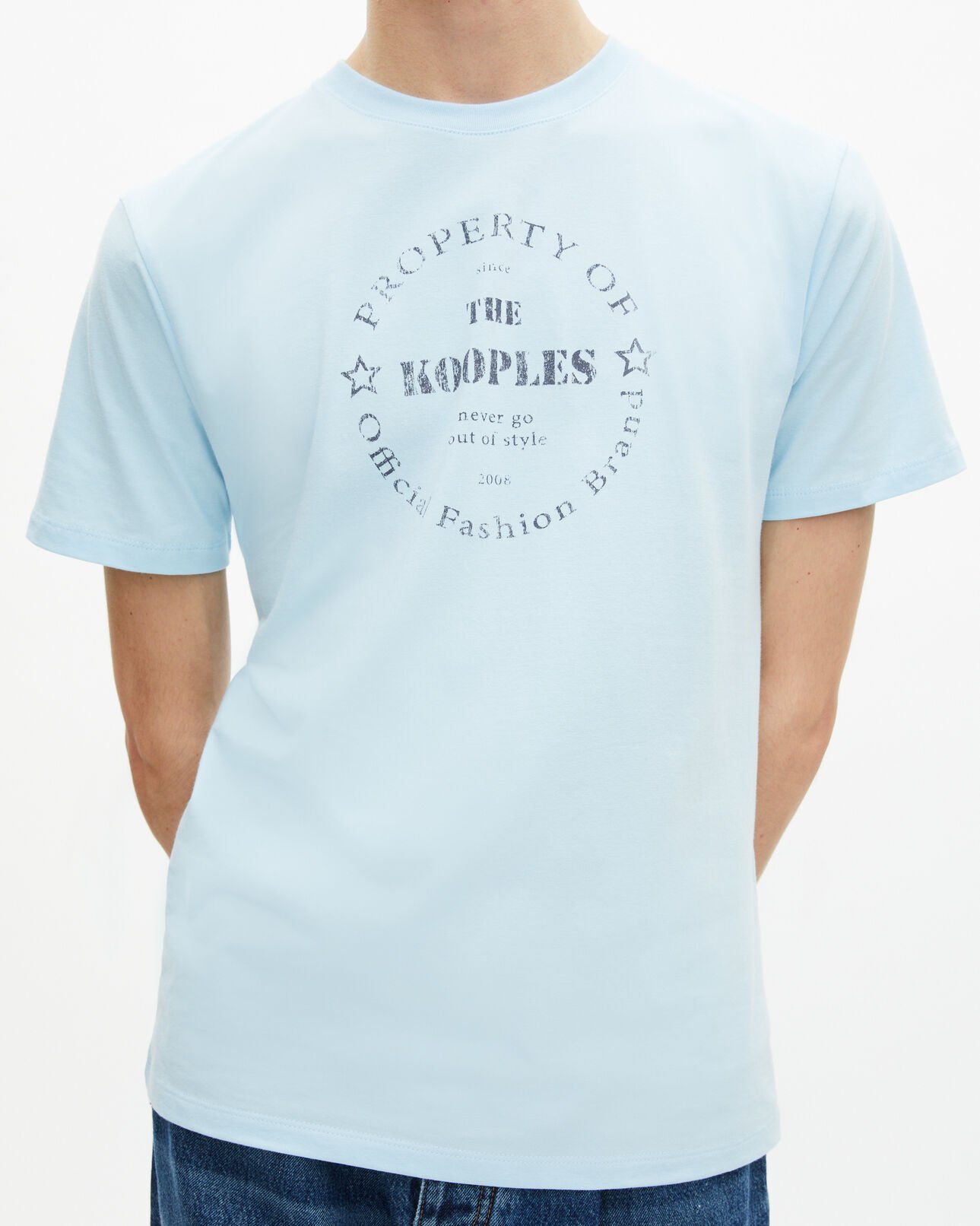The Kooples MEN BABY BLUE t-shirt with light blue screen printing