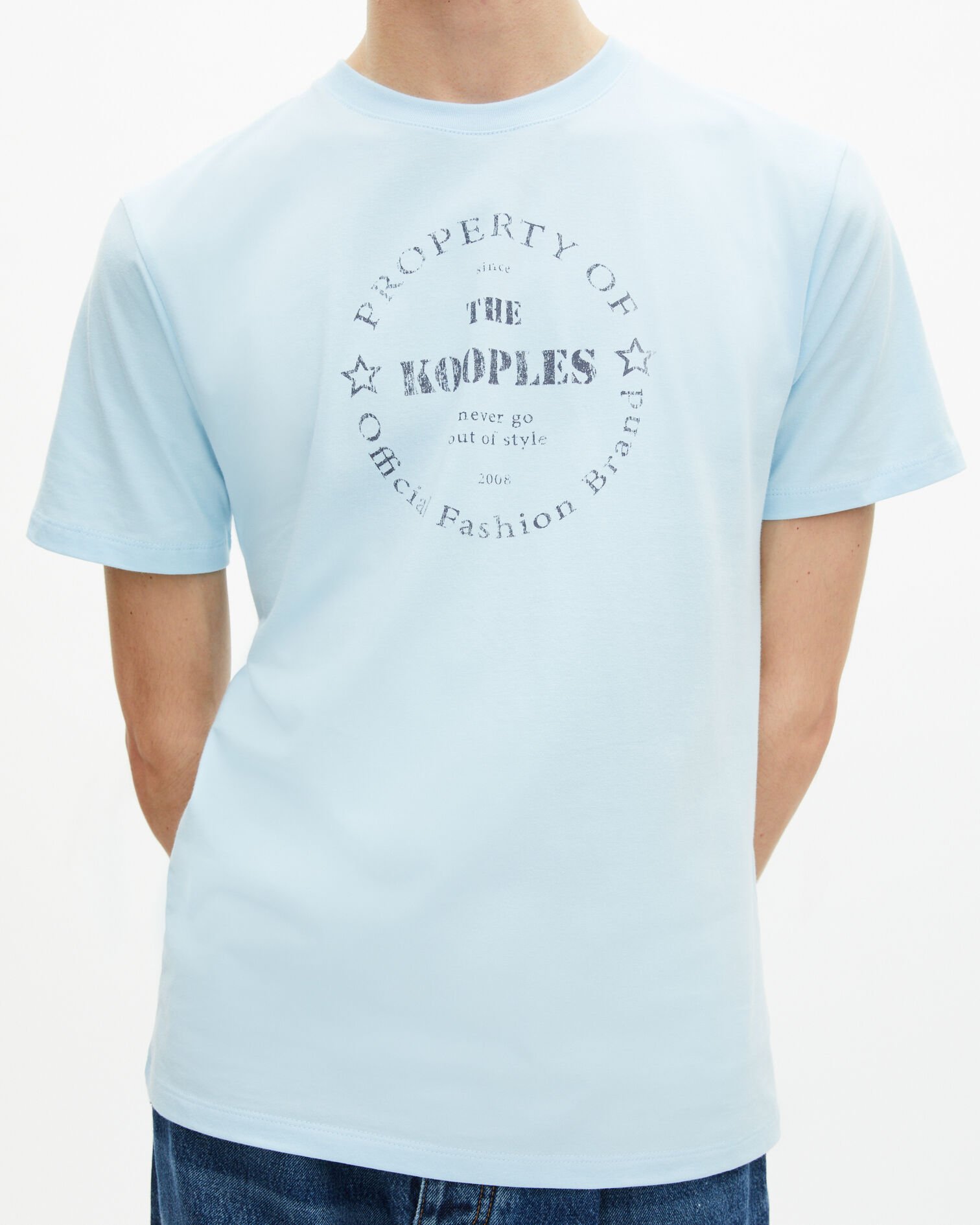 T-shirt with light blue screen printing, BABY BLUE, hi-res image number null