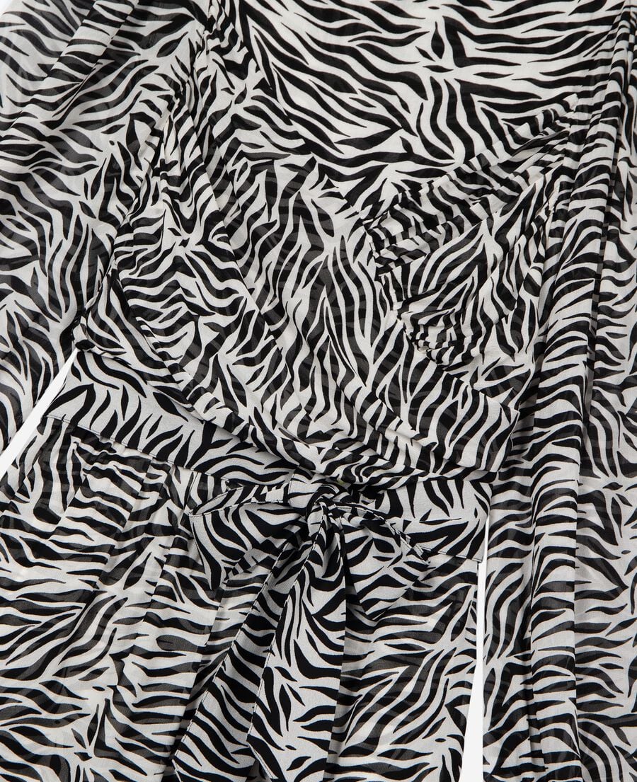 The Kooples FEMME BLACK WHITE robe courte portefeuille imprim&eacute;e z&egrave;bre