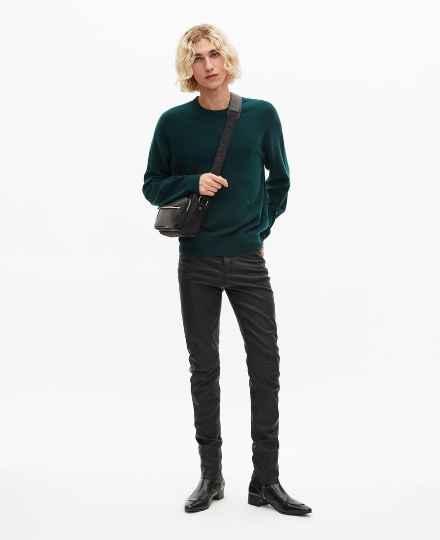 The Kooples HOMME BOTTLE GREEN pull col rond en cachemire vert foncé