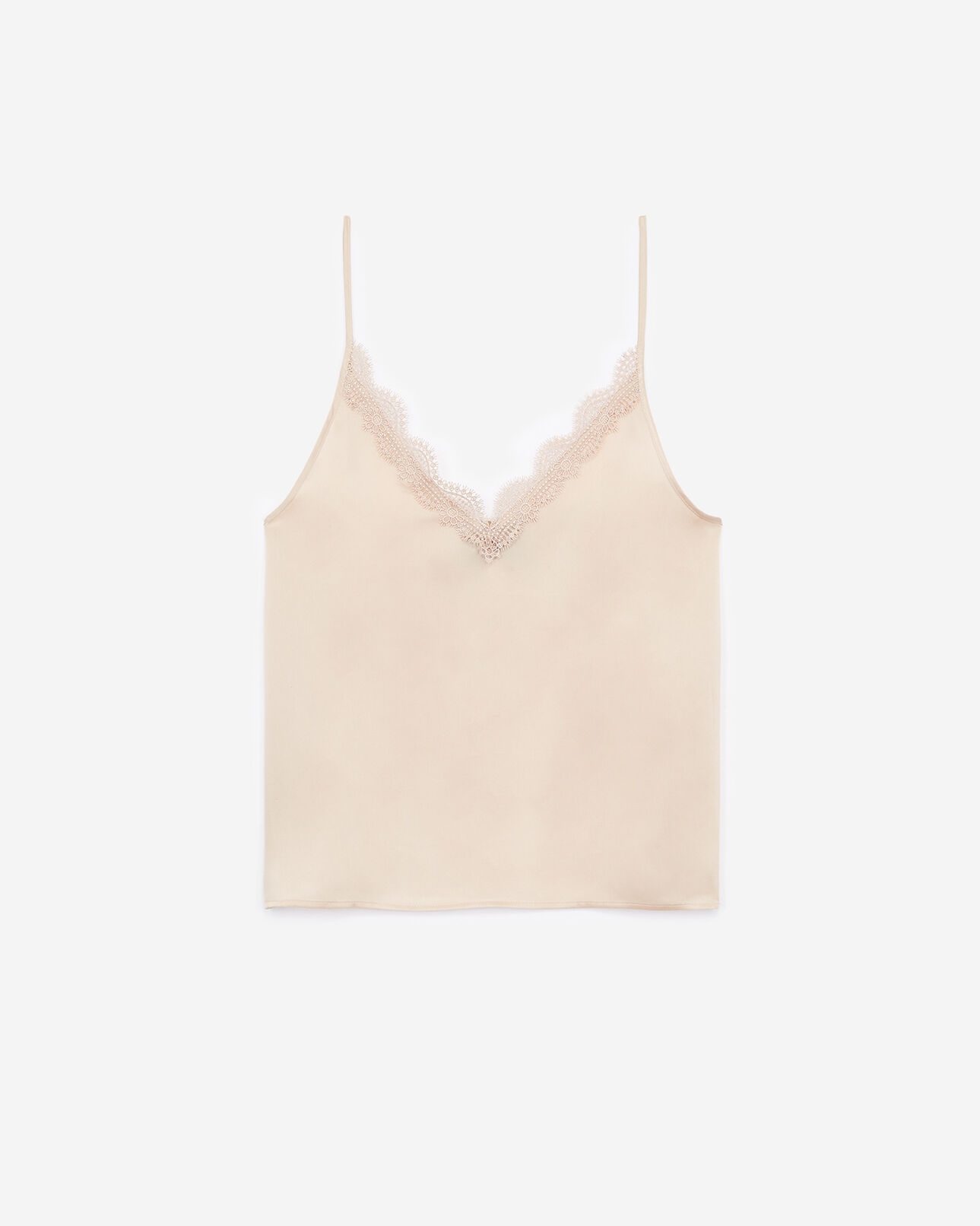 The Kooples MUJER NUDE camiseta de tirantes beige de encaje y seda