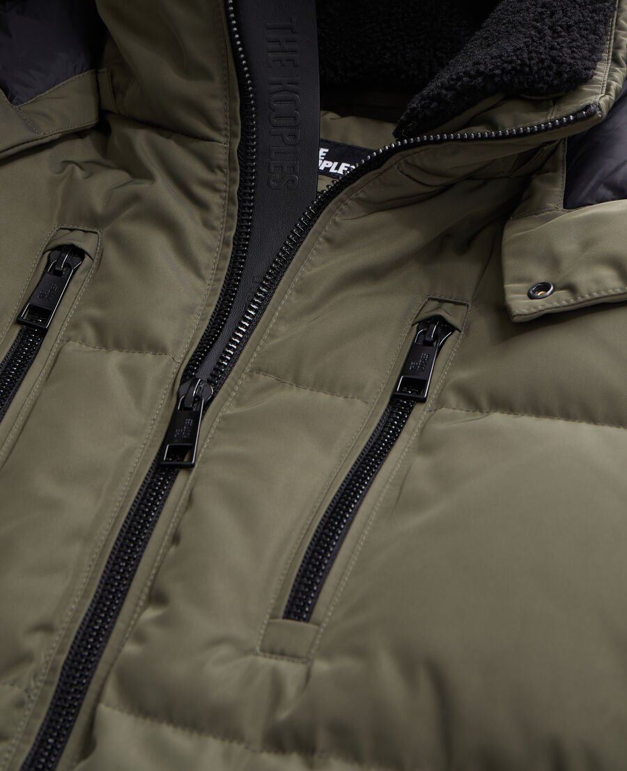 khaki hooded puffer jacket