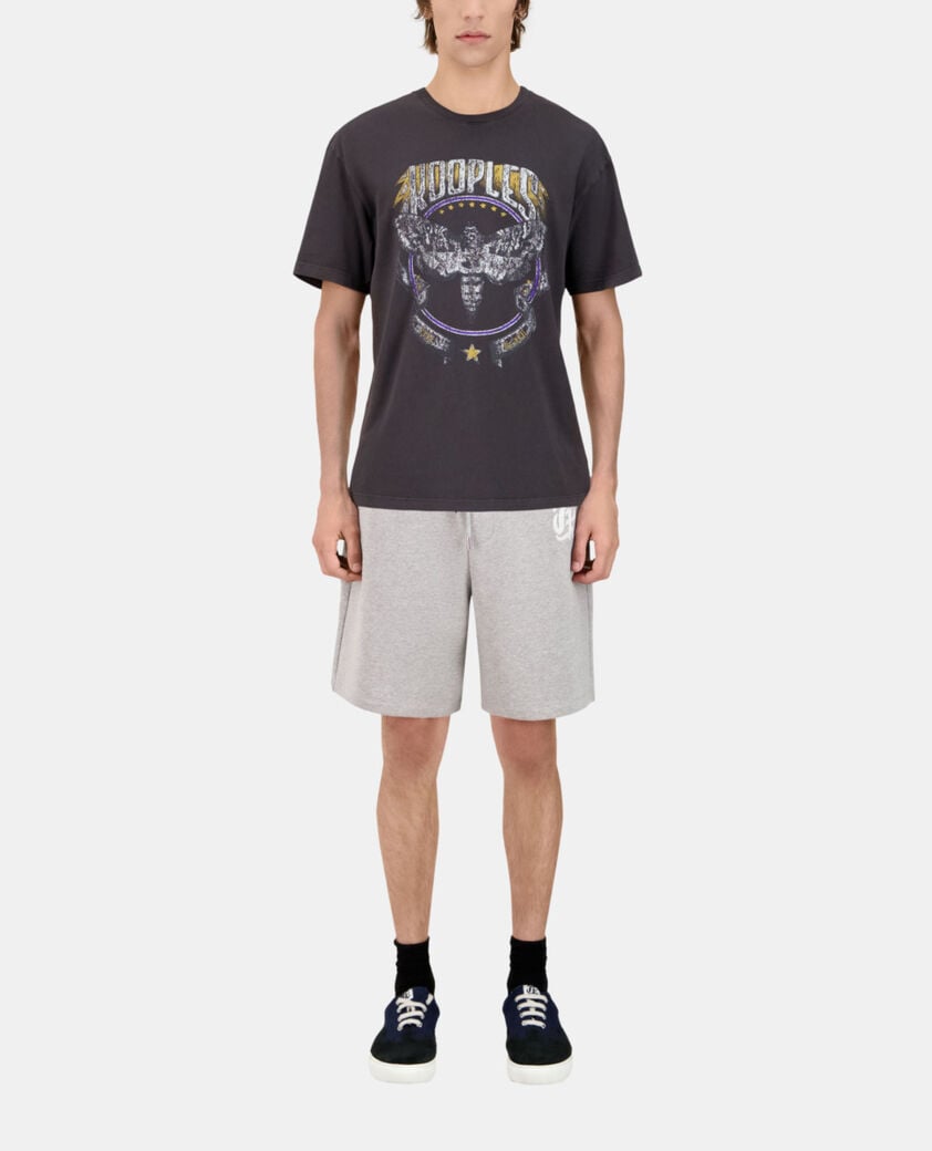 The Kooples HERREN CARBONE carbongraues t-shirt mit skull-siebdruck