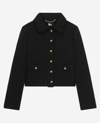 The Kooples WOMEN BLACK black tweed jacket