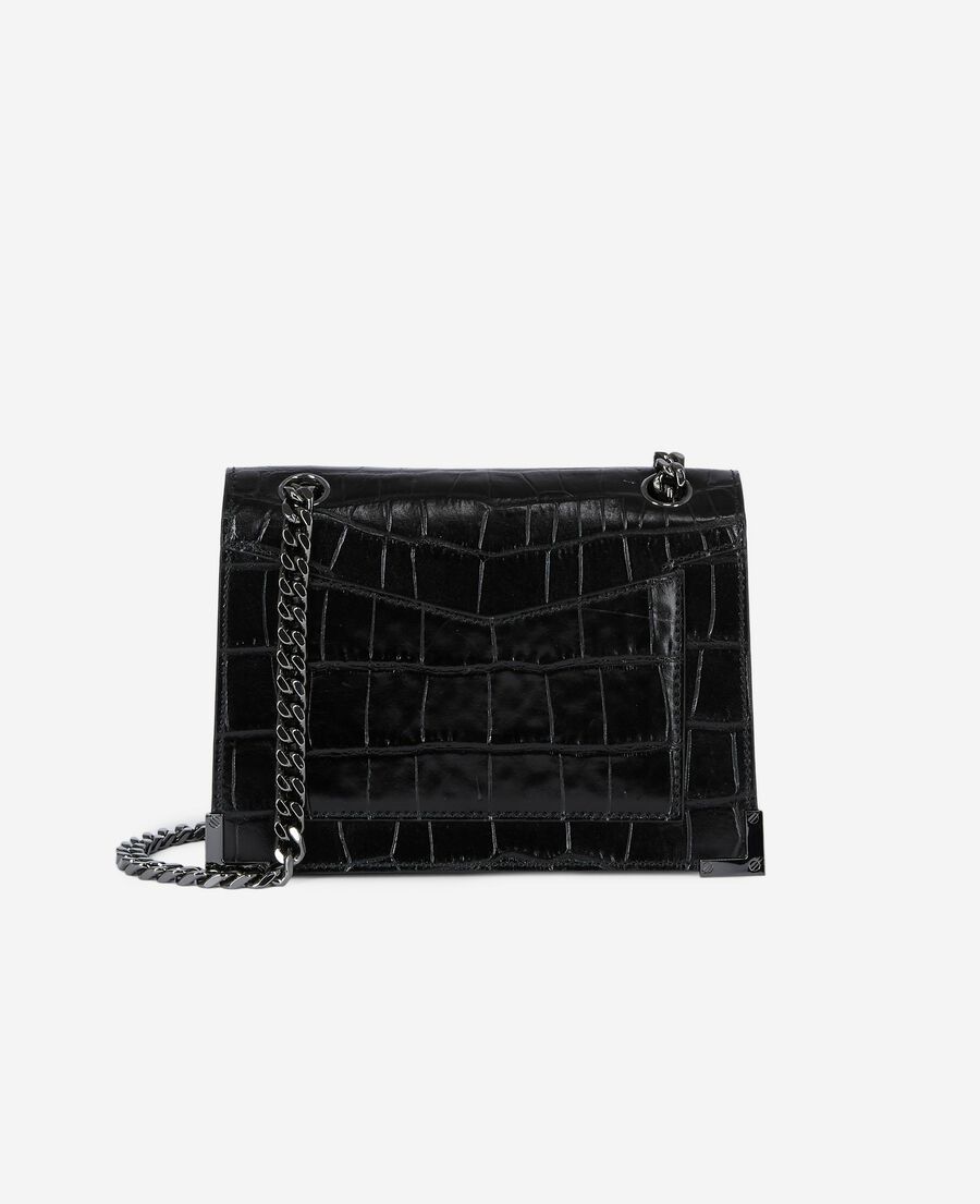 The Kooples FEMME BLACK sac emily small effet crocodile en cuir noir