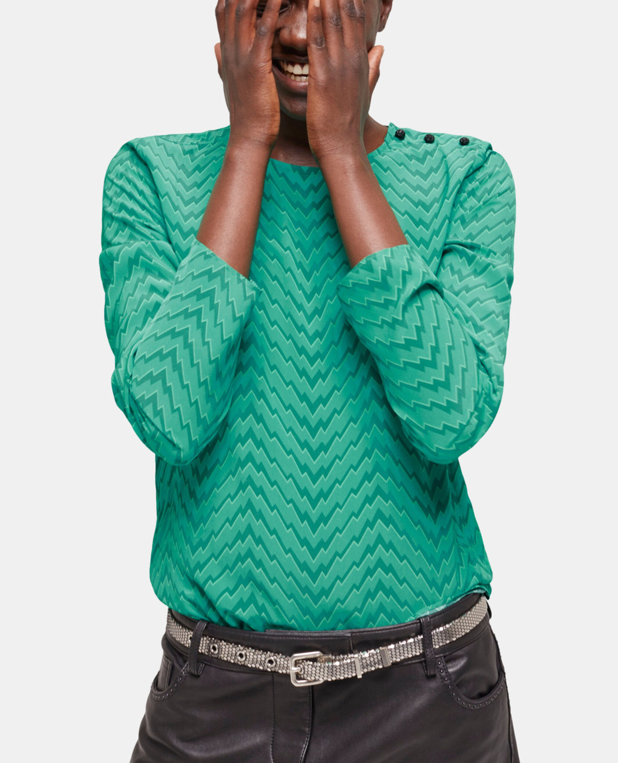 Printed green top, GREEN, hi-res image number null