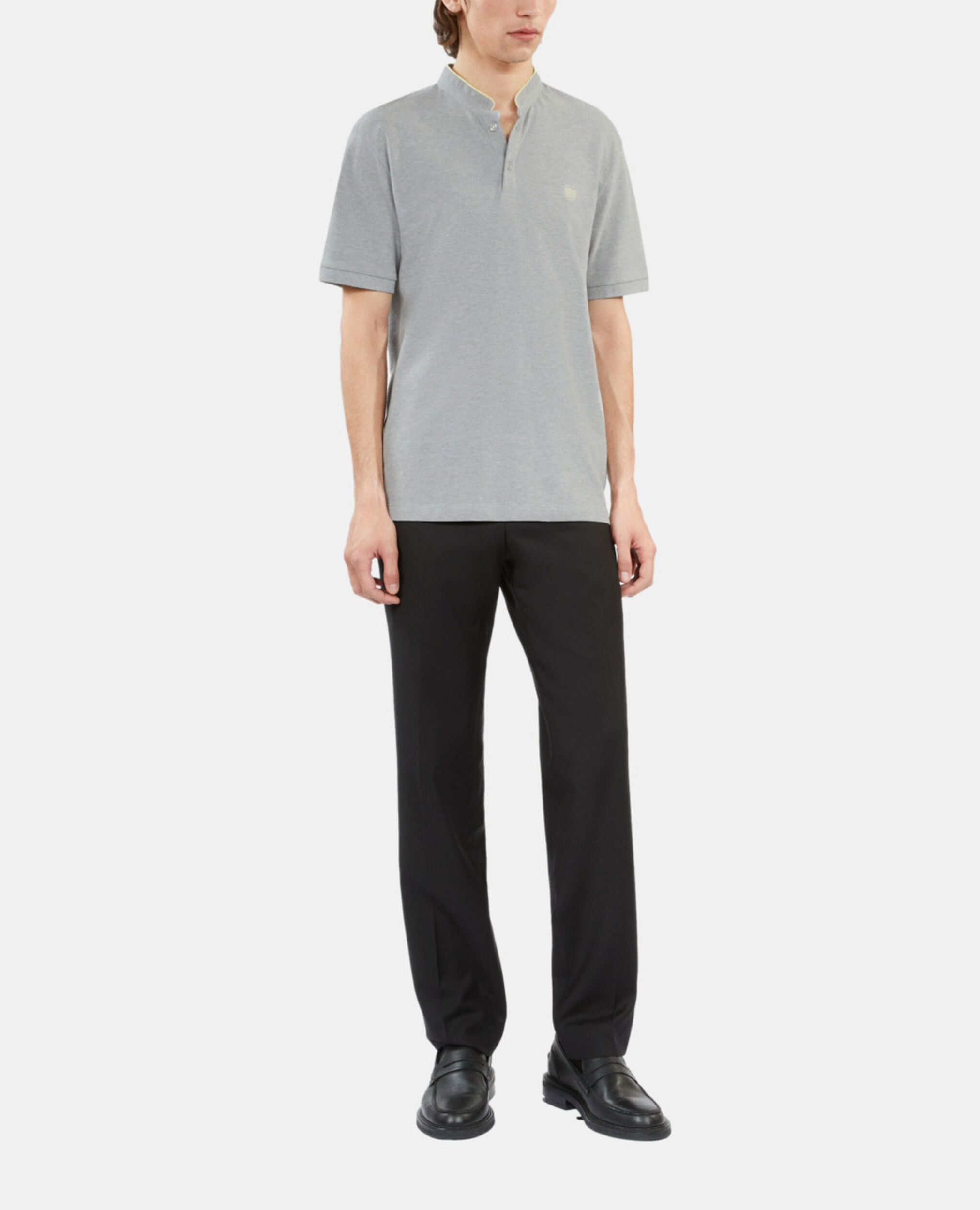 Polo en coton piqué gris, GREY YELLOW, hi-res image number null