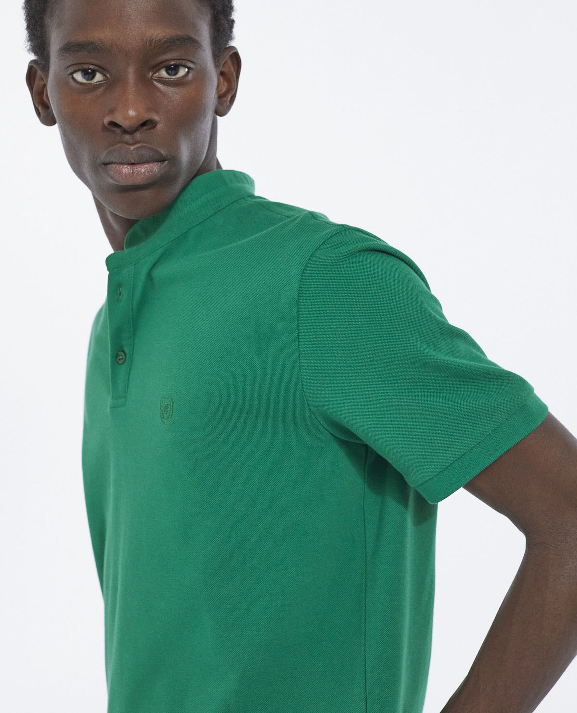 Poloshirt aus Baumwolle mit Stehkragen, GREEN, hi-res image number null