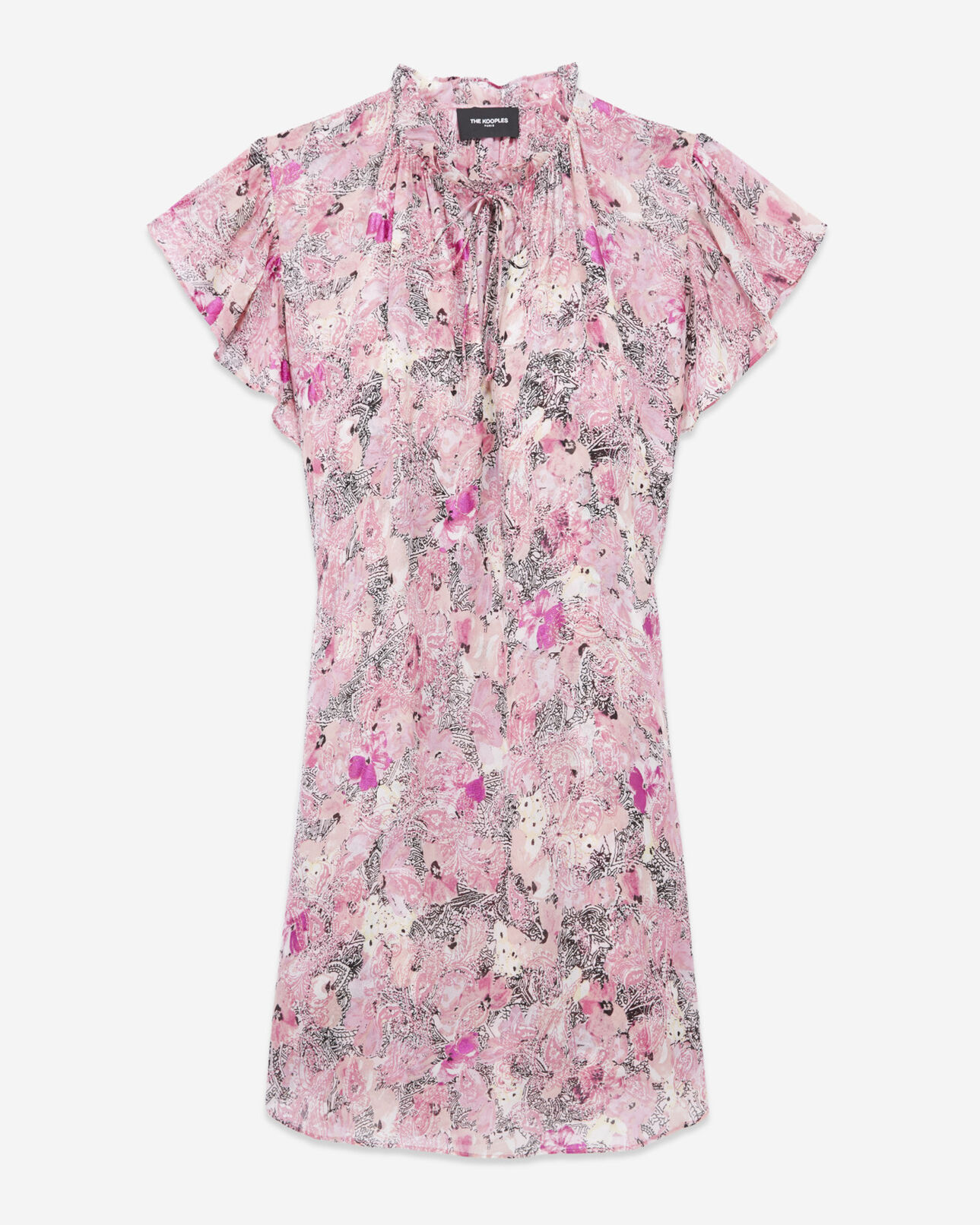 The Kooples WOMEN PINK short pink dress with frilly sleeves