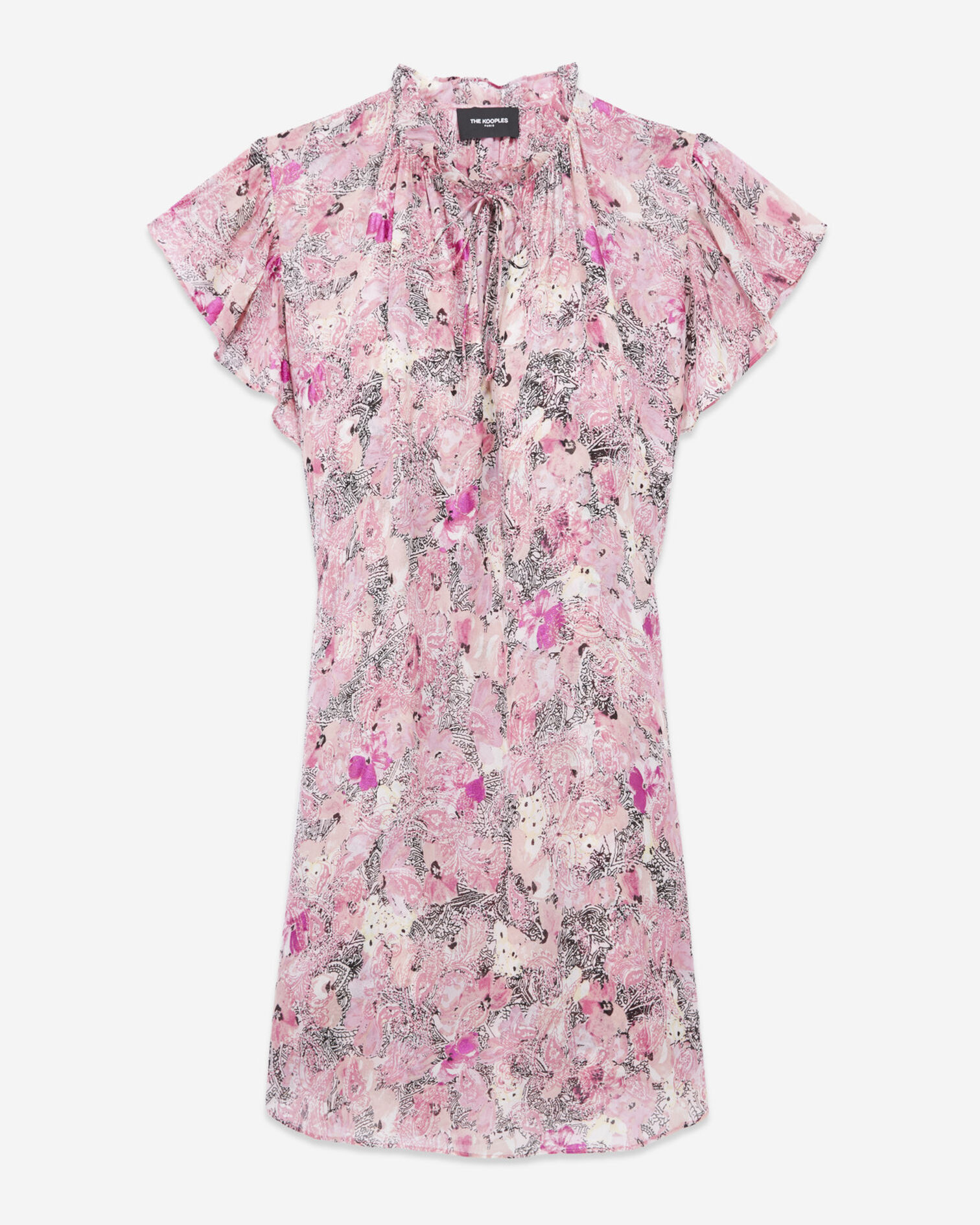 Short pink dress with frilly sleeves, PINK, hi-res image number null
