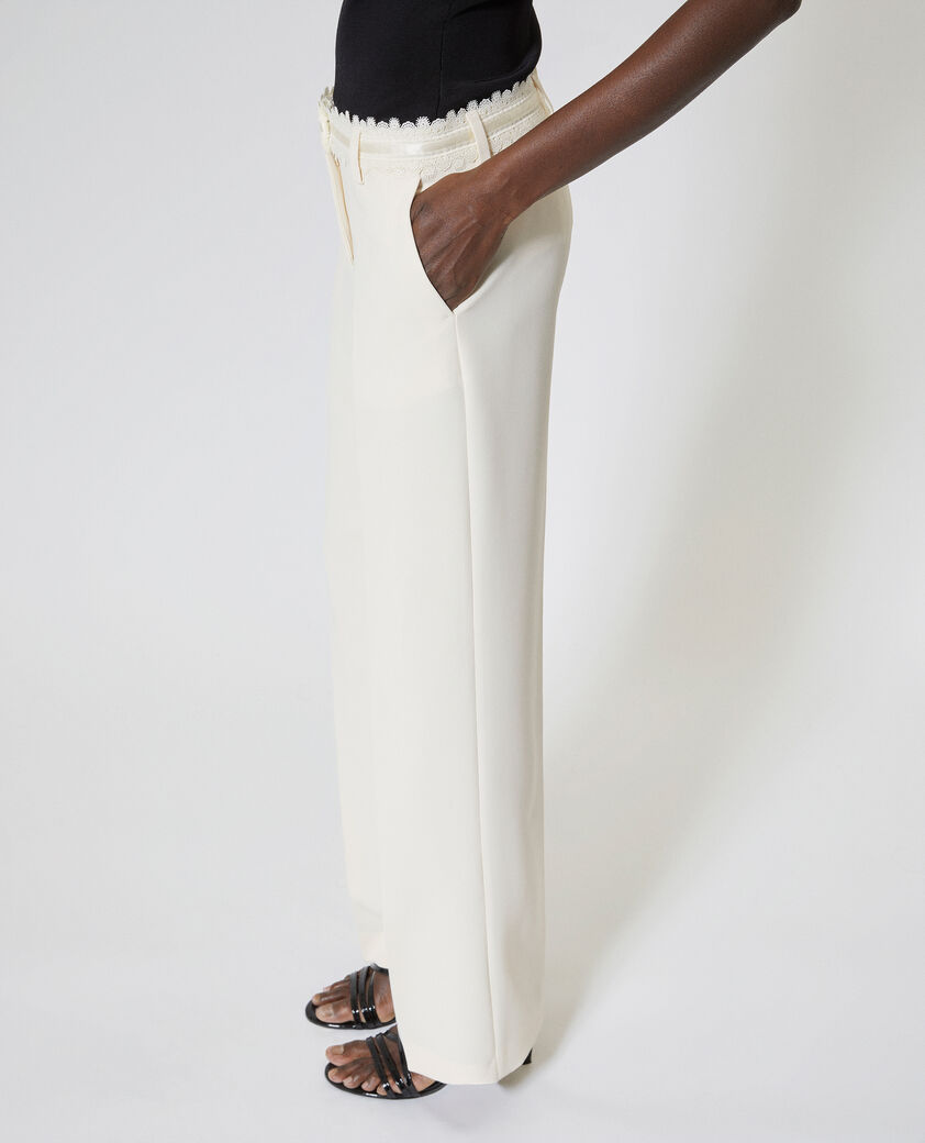 The Kooples WOMEN OFF WHITE ecru wide-leg pants