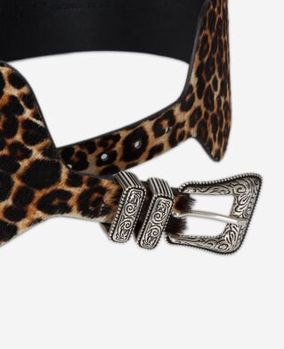 The Kooples WOMEN LEOPARD wide leopard print leather belt