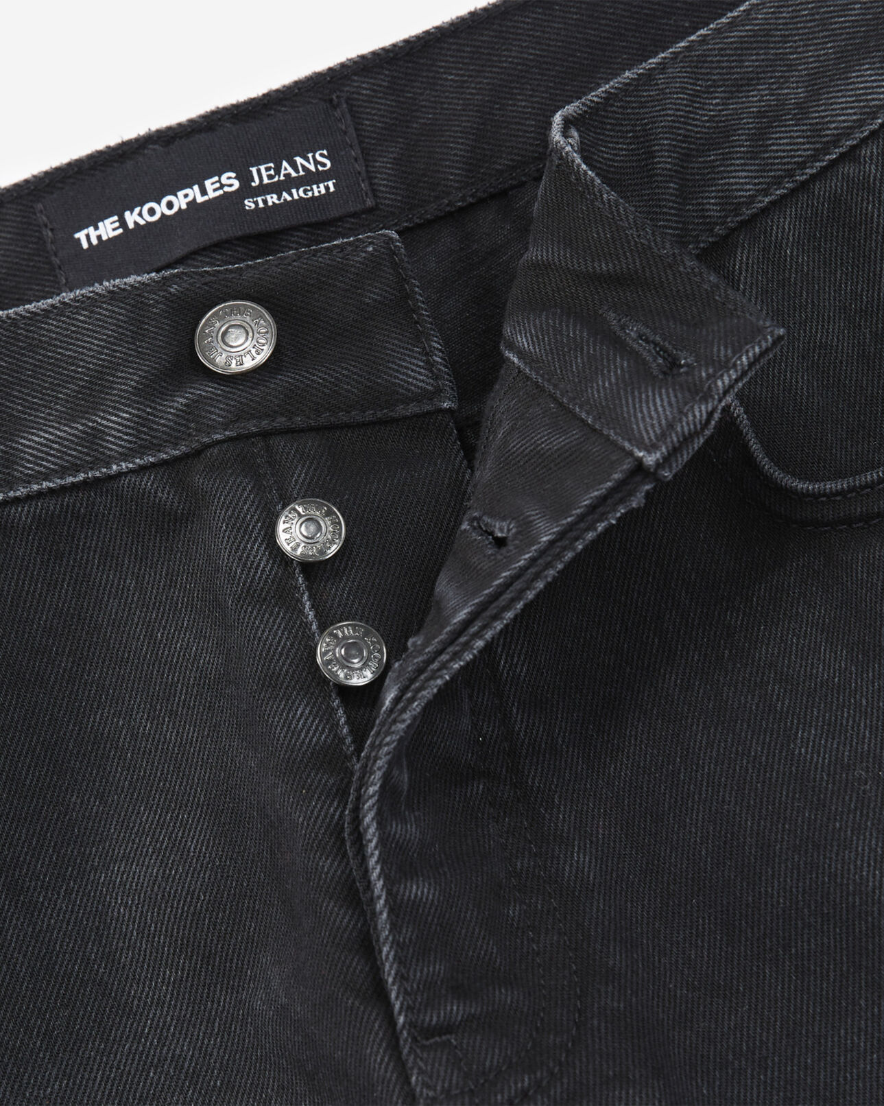 The Kooples HOMME BLACK DENIM jean délavé noir coupe droite rétro