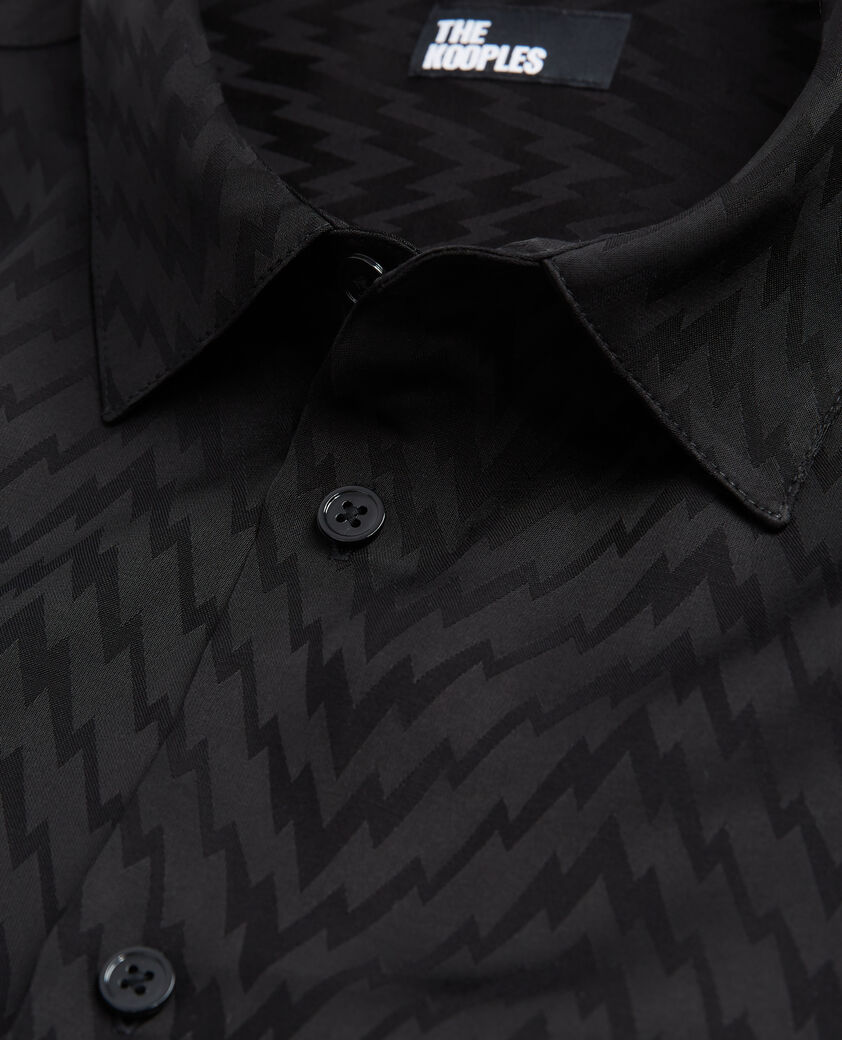 The Kooples HOMME BLACK chemise col classique en jacquard noire