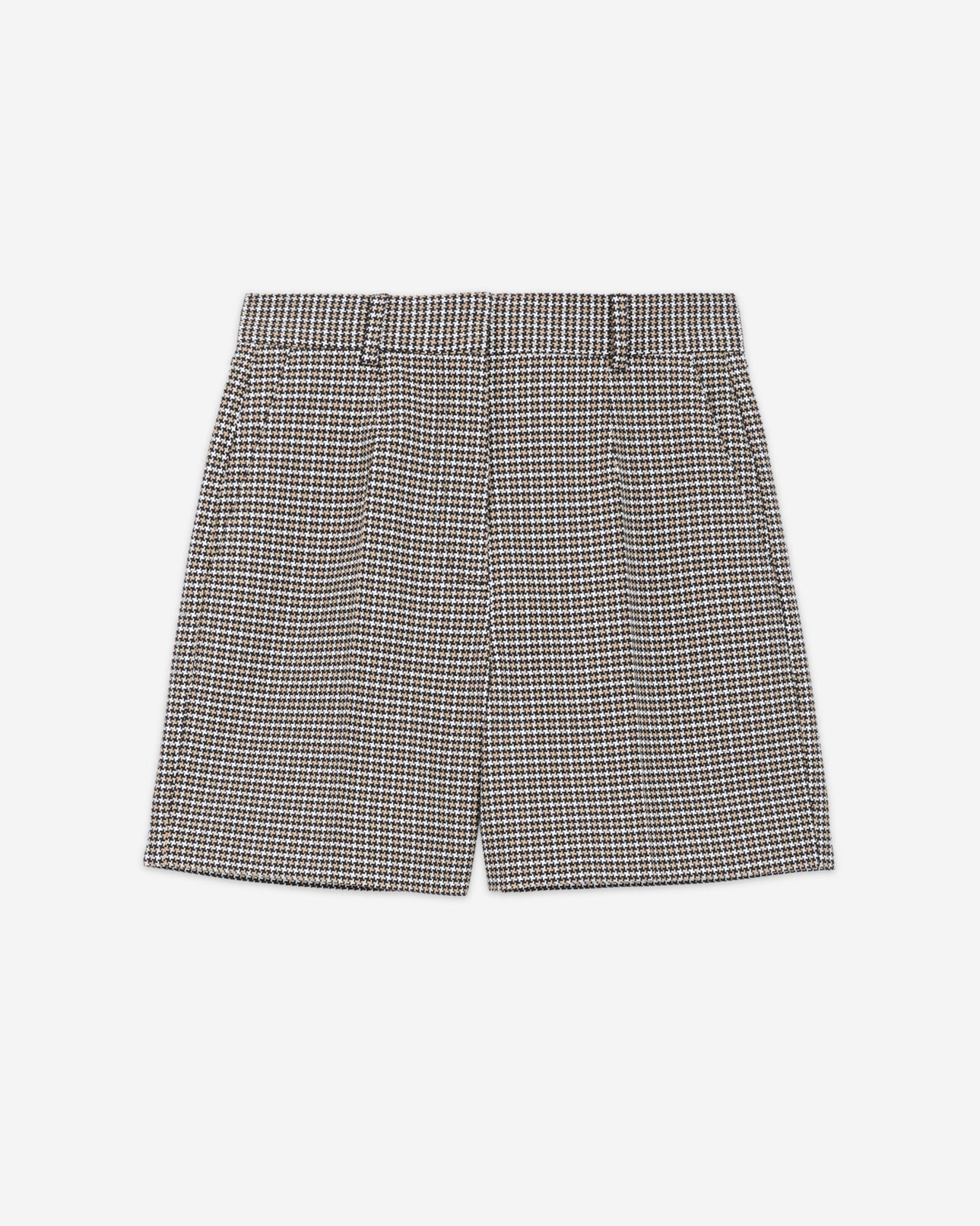The Kooples FEMME BEIGE-BROWN short à carreaux coupe tailleur droite